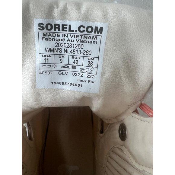 Sorel Brex Cozy Lace-Up Womens Boots Faux Fur Leather Beige Size 11 - Picture 10 of 14